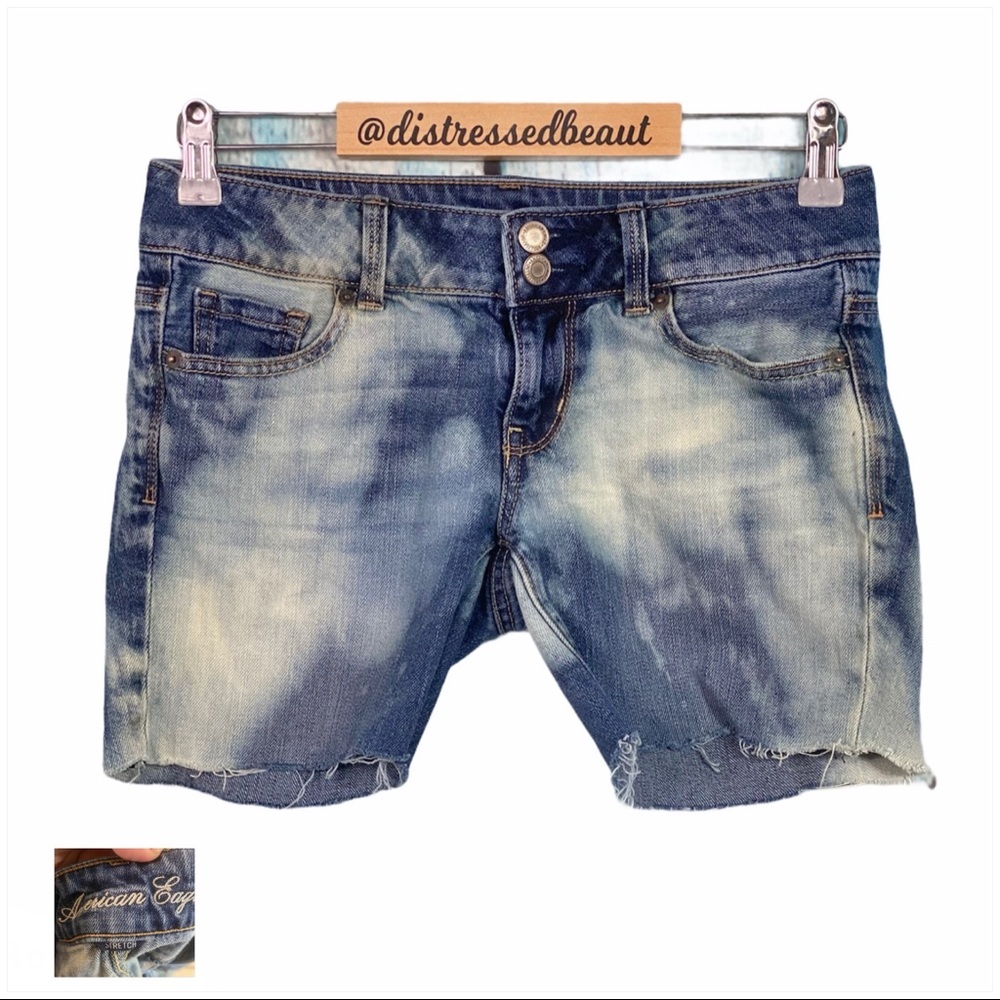 AEO Upcycled Hand Bleached/Cut Cutoff Denim Shorts
